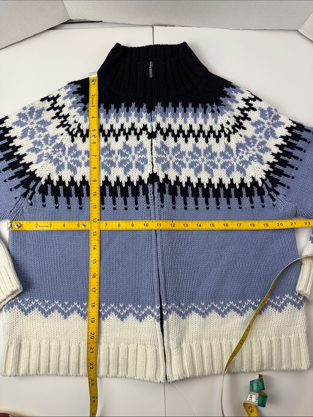 Genuine Sonoma Jean Company Heavy Knit Fair Isle Zip Cardigan Sweater Women's L - Picture 5 of 6